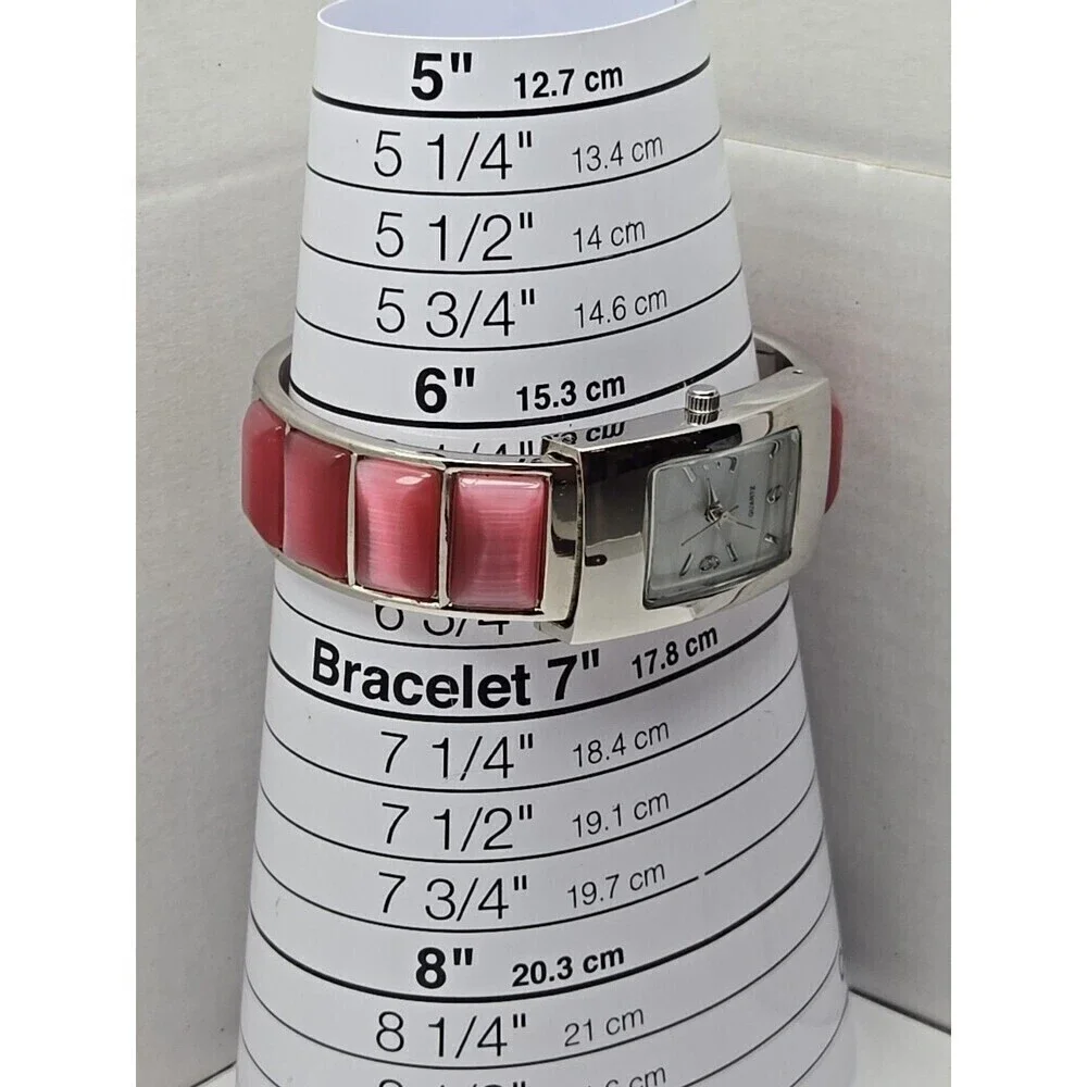 Avon Pink Bangle Bracelet Quartz Watch Rectangle Dial Japan Movement New Battery